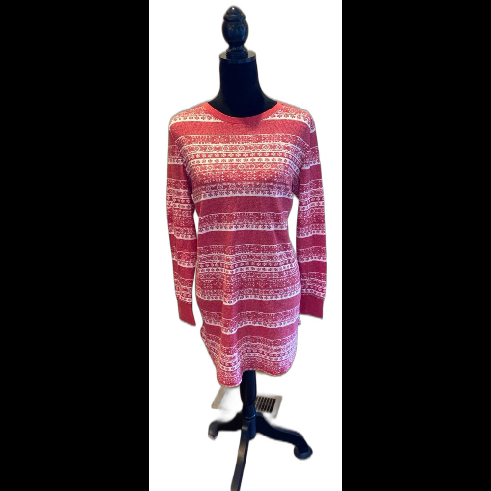 Tunic Top Pajamas or Dress No Tag Size Medium to Large Red White Snowflake Soft‎